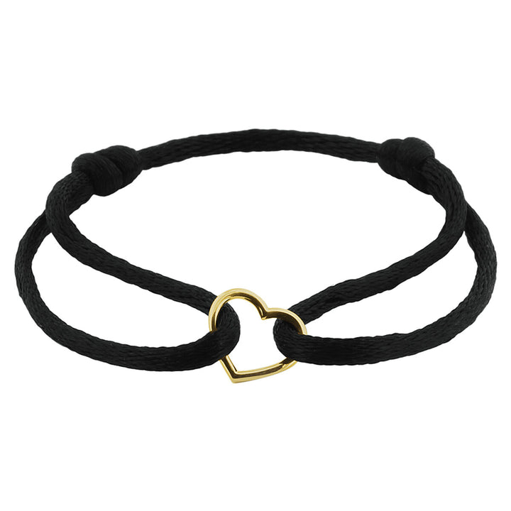 Armband Satinherz 14K Gold mit Kautschuk/Nylon/Leder