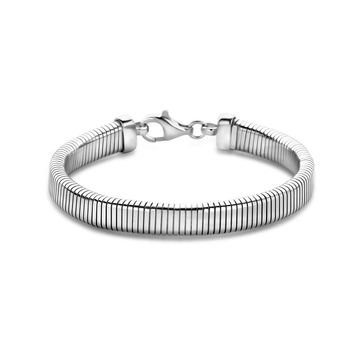 Armband Tubogas 7,6 mm mit rhodiniertem Silber und Karabinerverschluss