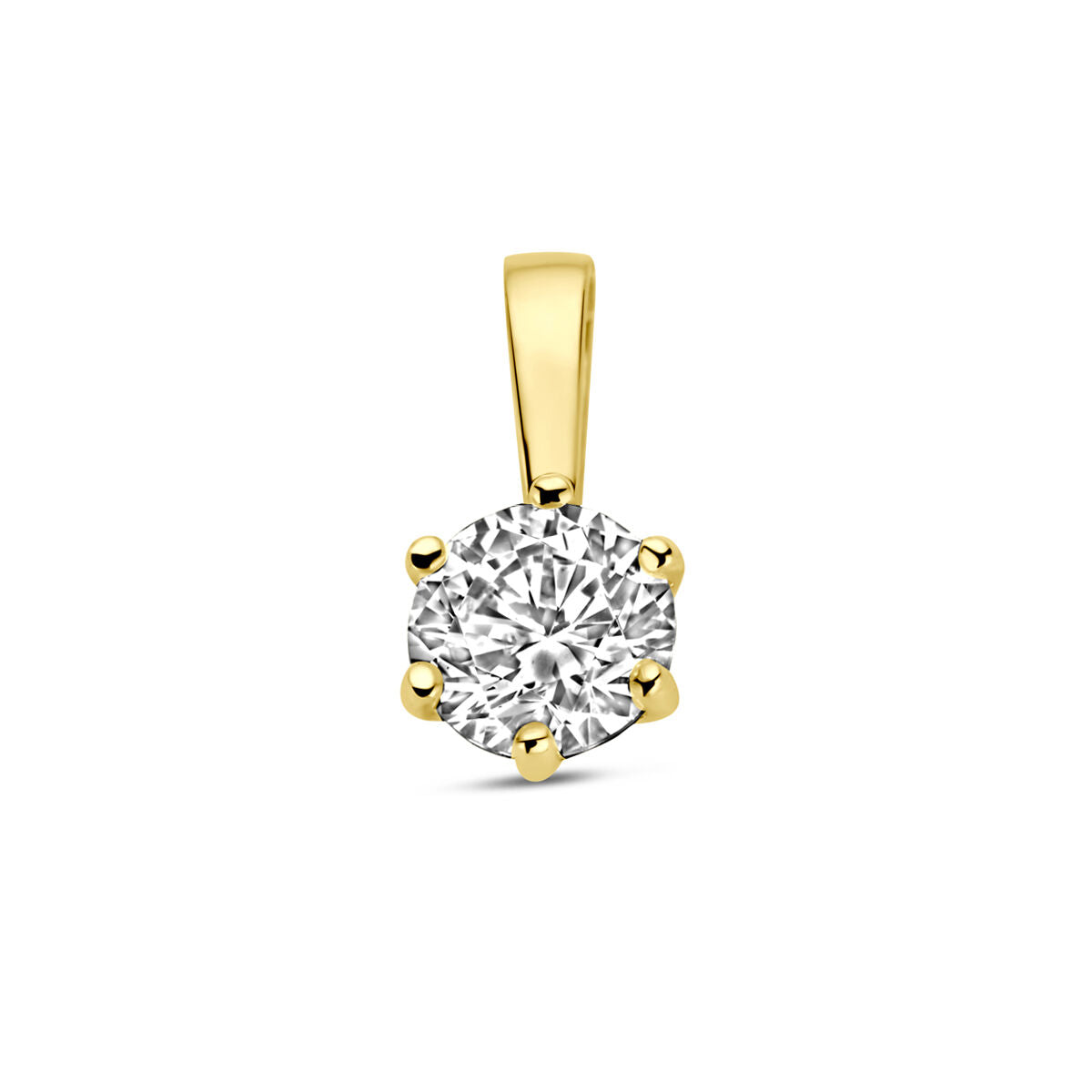 Hänger aus 14K Gelbgold mit rundem Zirkonia in Krappenfassung