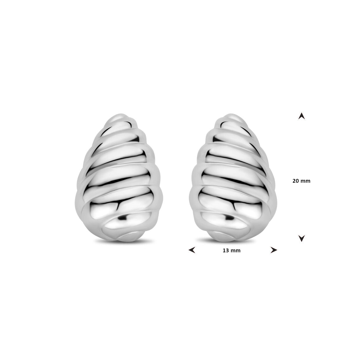 Ohrstecker Tropfen gedreht 20 mm Silber rhodiniert