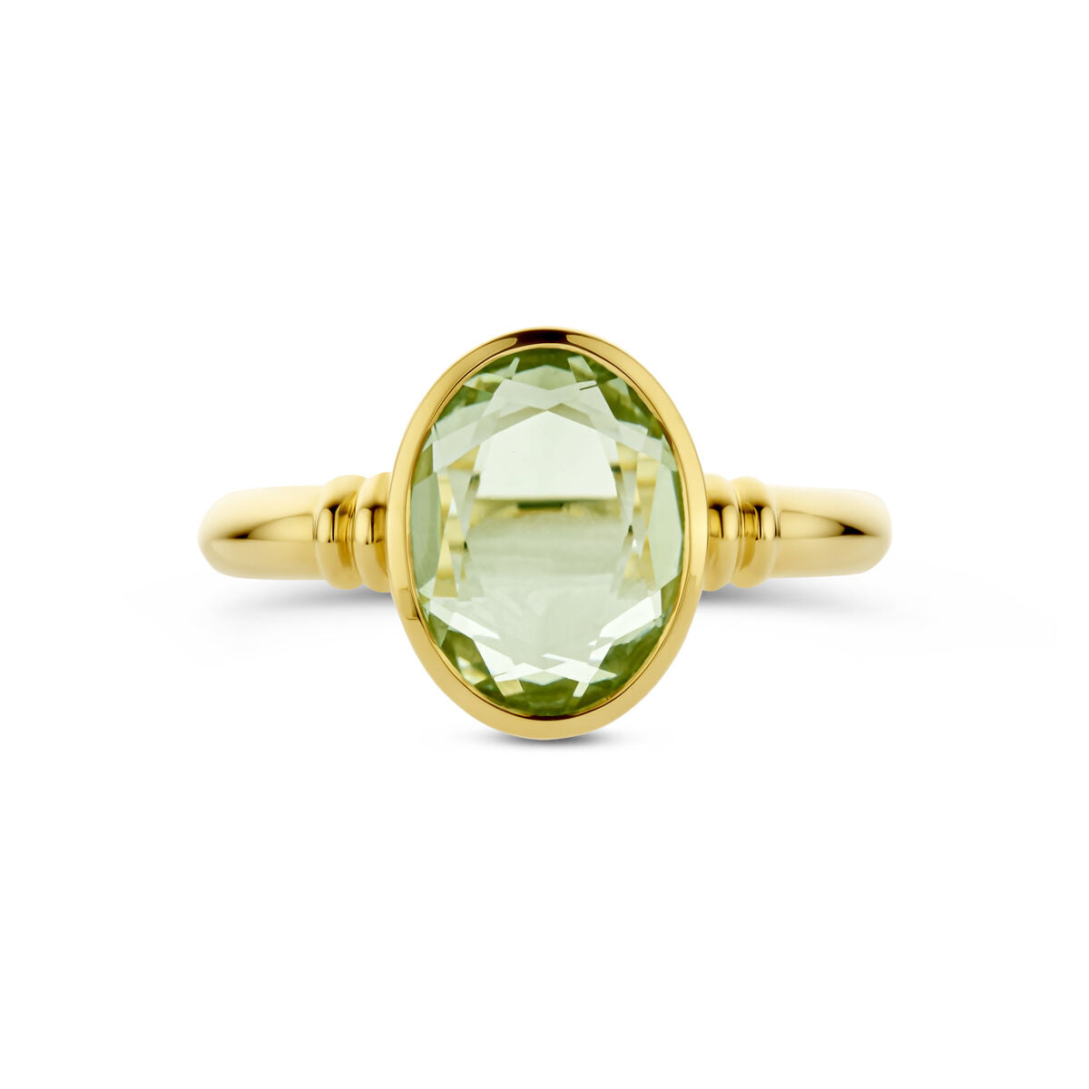 Ring grüner Amethyst 14K Gelbgold