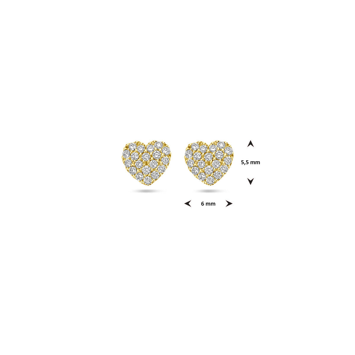 Ohrstecker Herz Diamant 0.18ct (2x 0.09ct) H SI 5,5 mm 14K Gelbgold