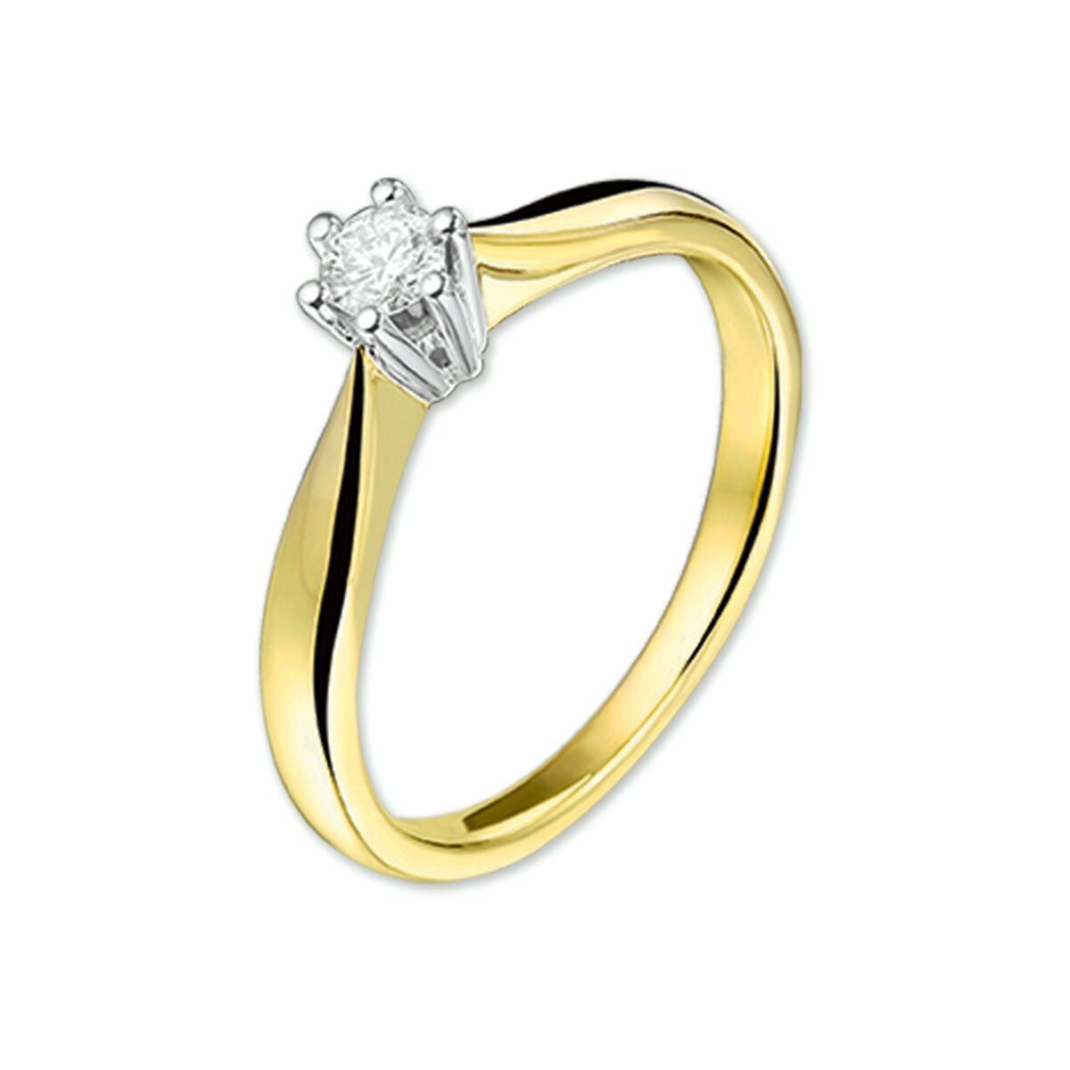 Ring aus 14K bicolor Gold mit einem 0,15 ct Diamanten in der Fassung