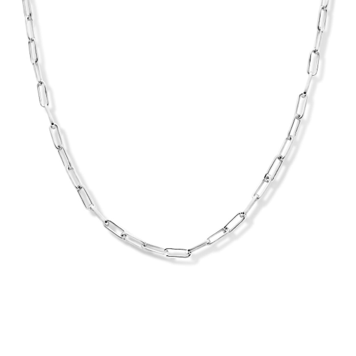 Halskette aus rhodiniertem Silber mit paperclip-förmigen, quadratischen Gliedern