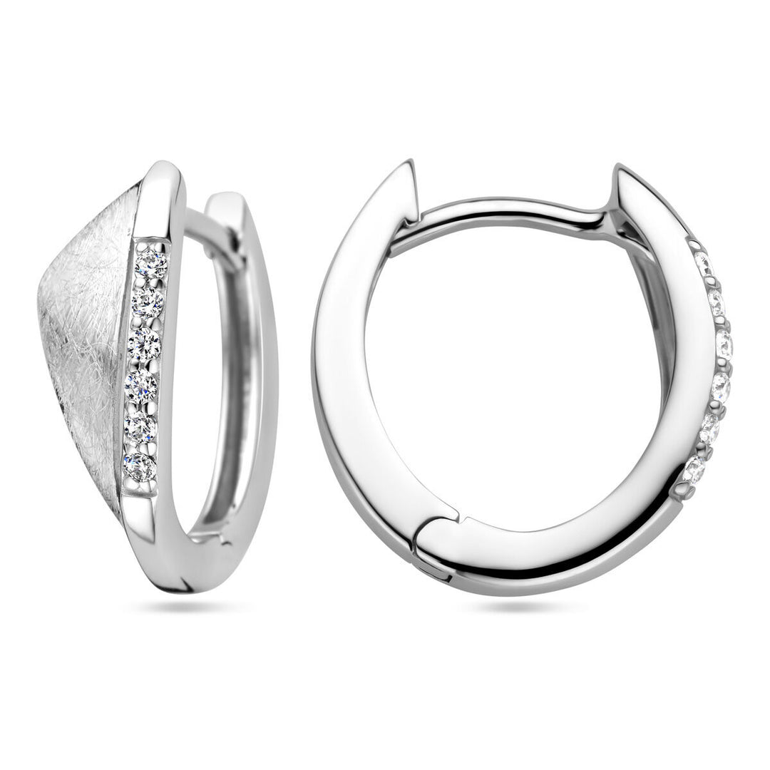 Ohrhänger mit Zirkonia gekratzt, Silber rhodiniert
