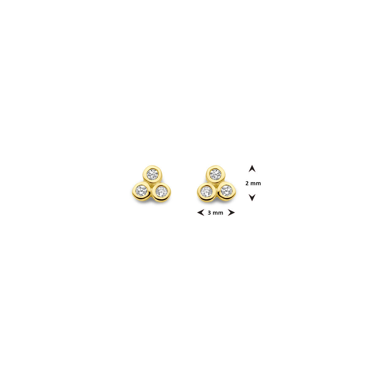 Ohrstecker Zirkonia 3 mm 14K Gelbgold