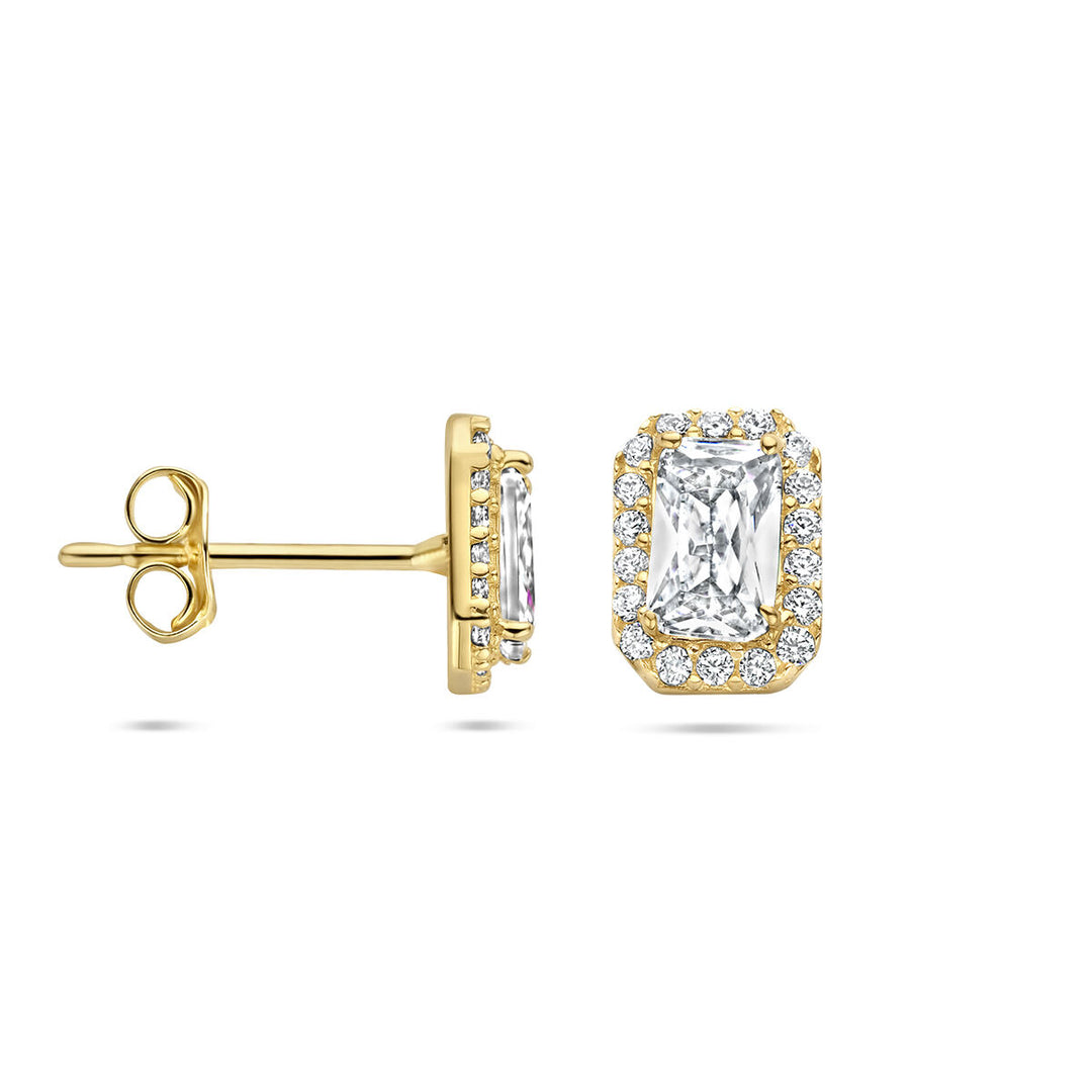 Ohrstecker Zirkonia Halo 14K Gelbgold