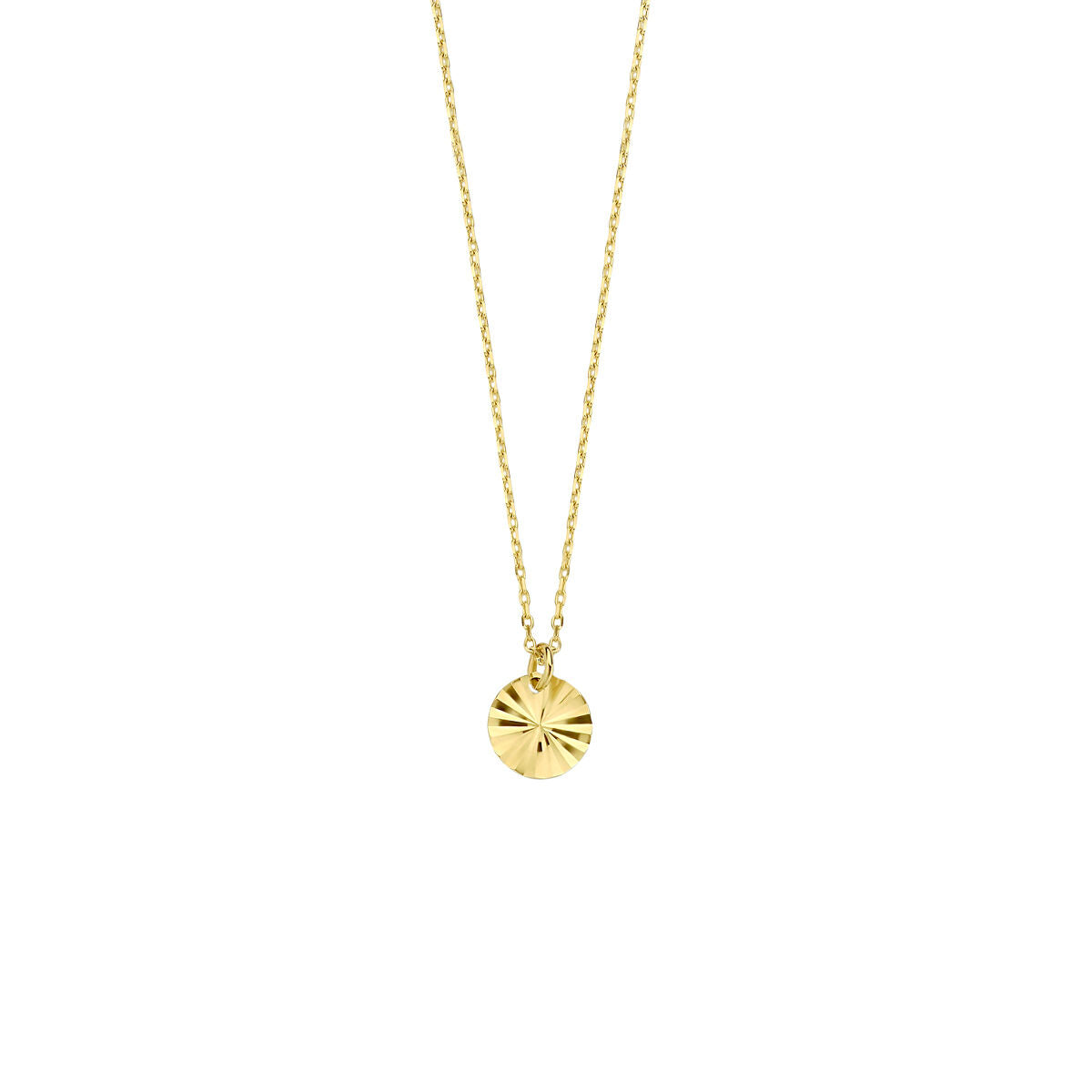Collier aus 14K Gelbgold mit rundem Anhänger, Kettenlängen 40 - 42 - 44 cm