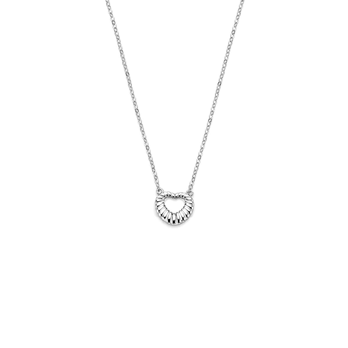 Halskette aus rhodiniertem Silber mit herzförmigem Anhänger und feiner Gliederkette