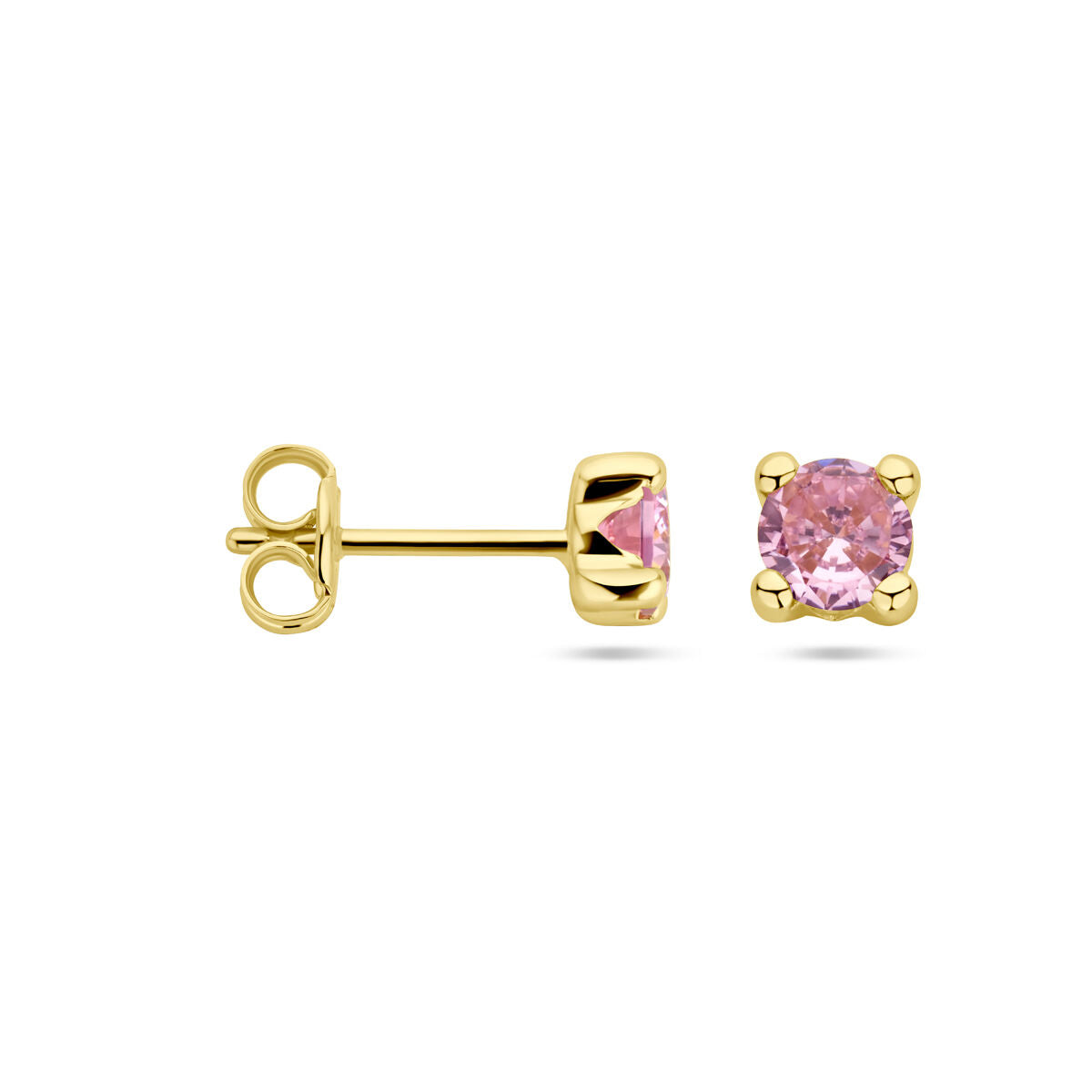 Ohrstecker rosa Zirkonia 14K Gelbgold