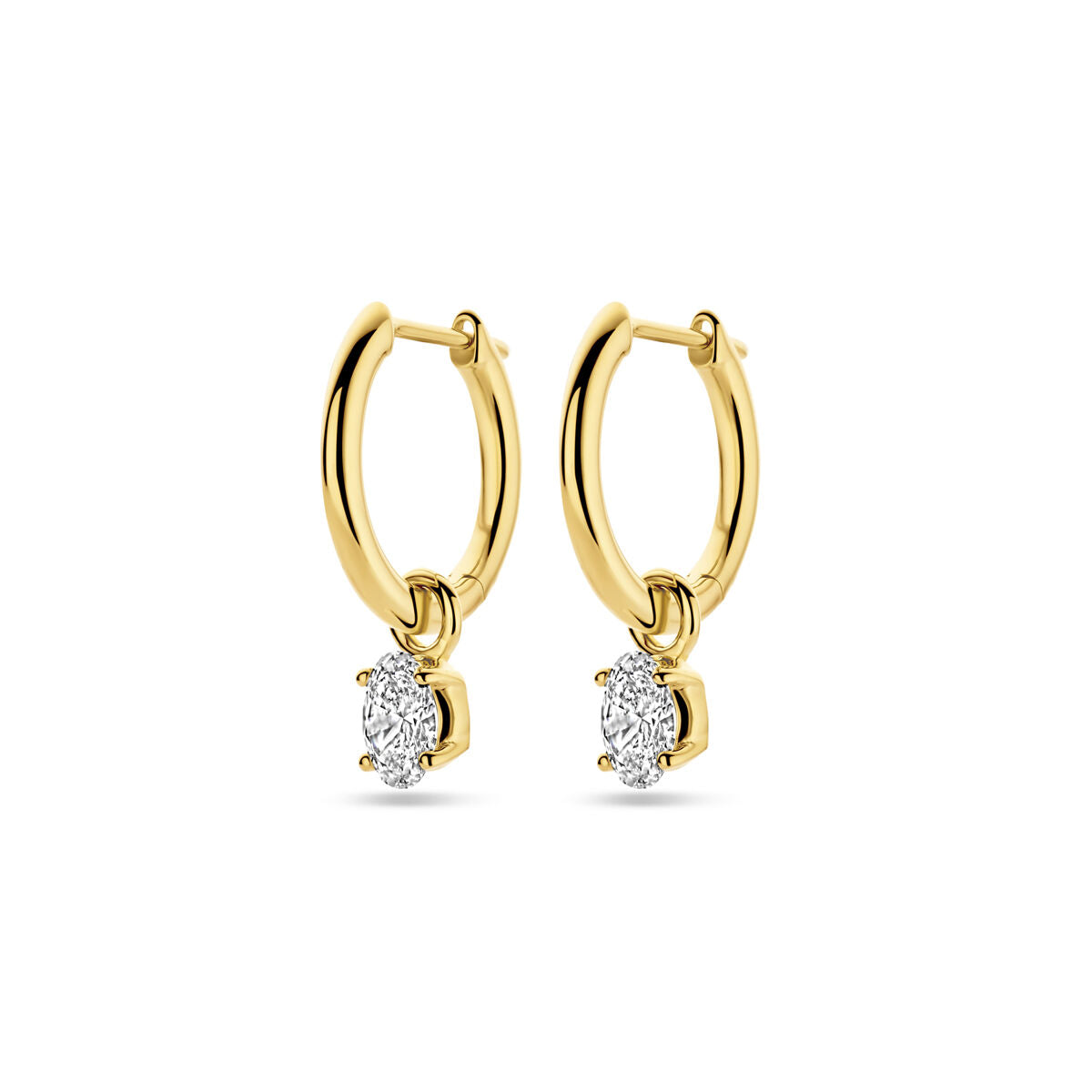 Klapp-Ohrringe aus 14K Gelbgold mit je einem 0,25 ct lab-grown Diamanten in H SI