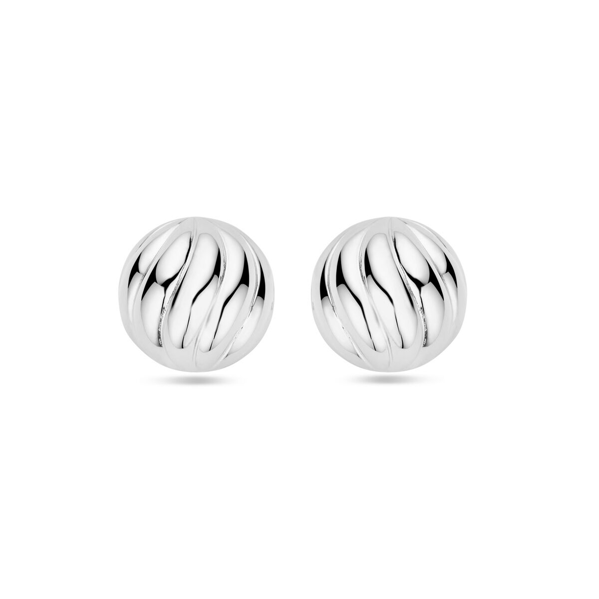 Ohrstecker aus rhodiniertem Silber mit gewellter Oberfläche und einem Durchmesser von 14,5 mm