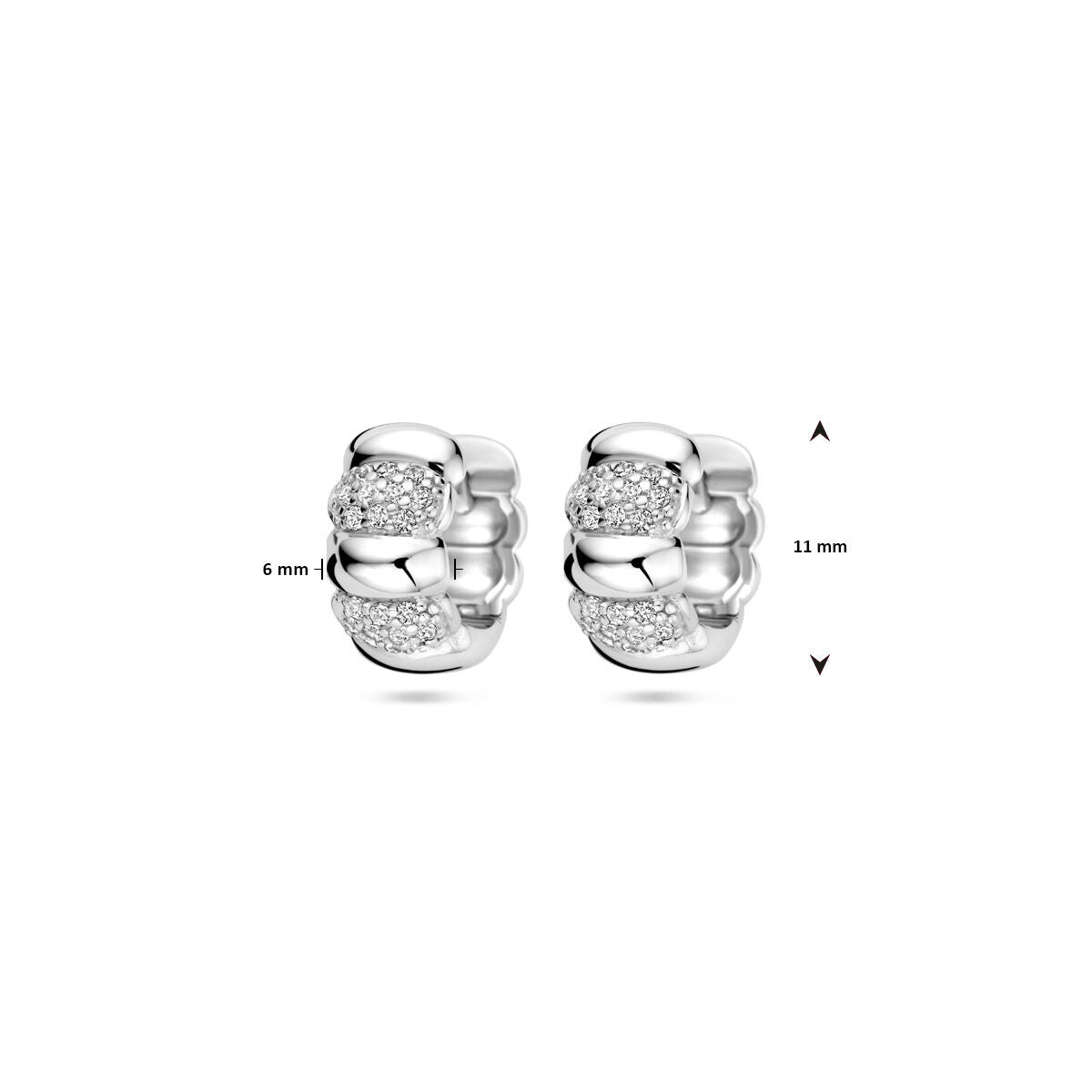 Klappohrringe Zirkonia 11 mm Silber rhodiniert