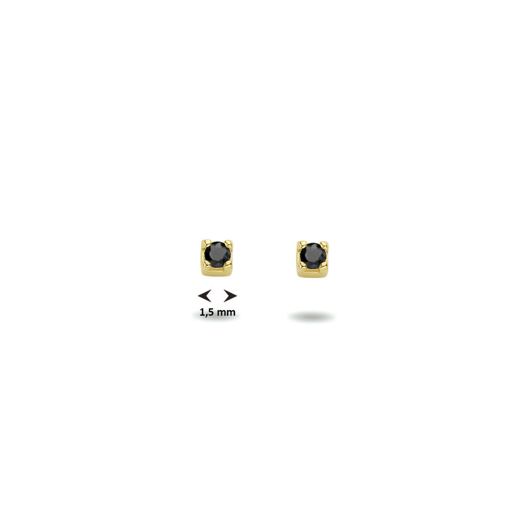 Ohrstecker schwarzer Zirkonia 14K Gelbgold