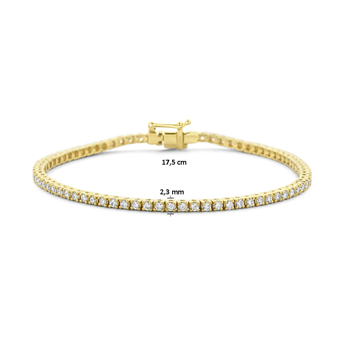 Tennisarmband, im Labor gezüchteter Diamant, 2,00 ct g, Si 2,3 mm, 17,5 cm, 14 K Gelbgold