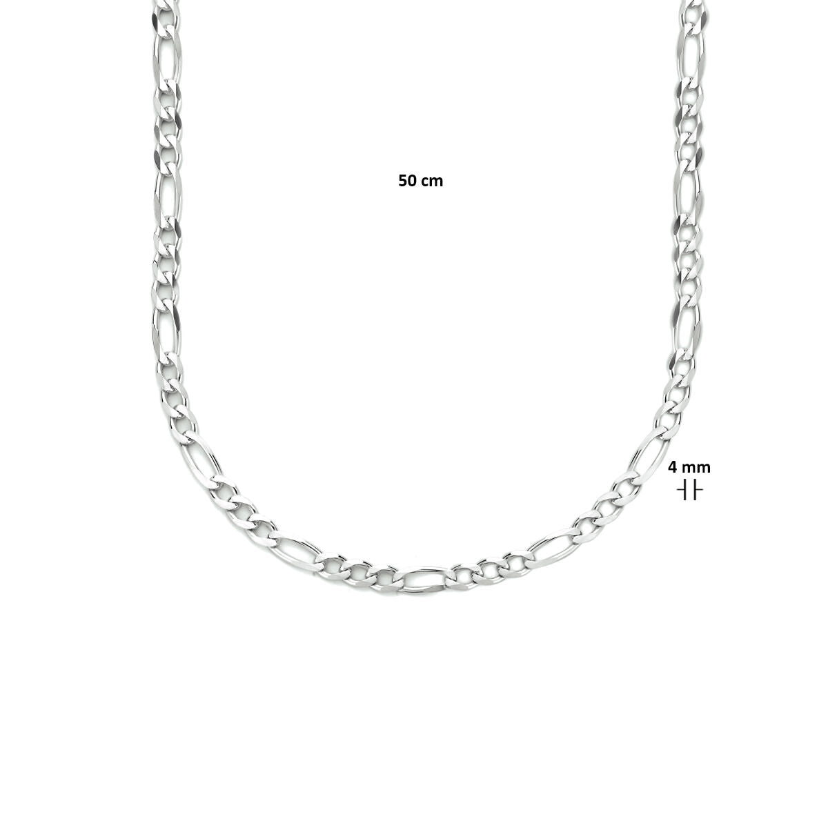 Halskette Figaro 4,0 mm 50 cm Silber rhodiniert