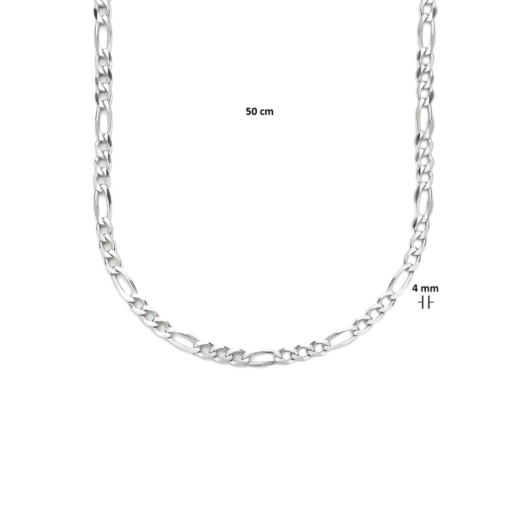 Halskette Figaro 4,0 mm 50 cm Silber rhodiniert