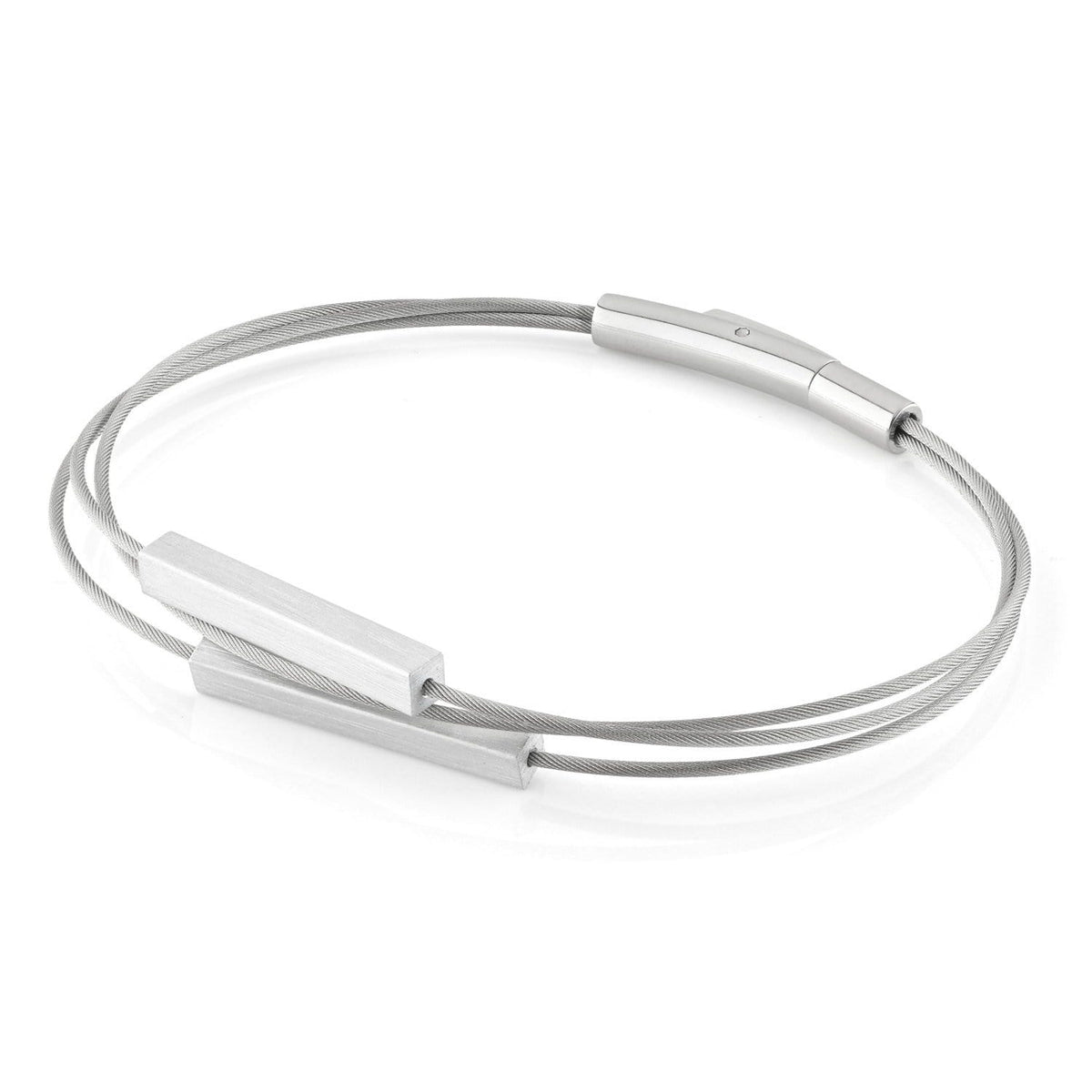 Armband aus Silber mit zwei parallelen, rechteckigen Stäben und einem flexiblen Design