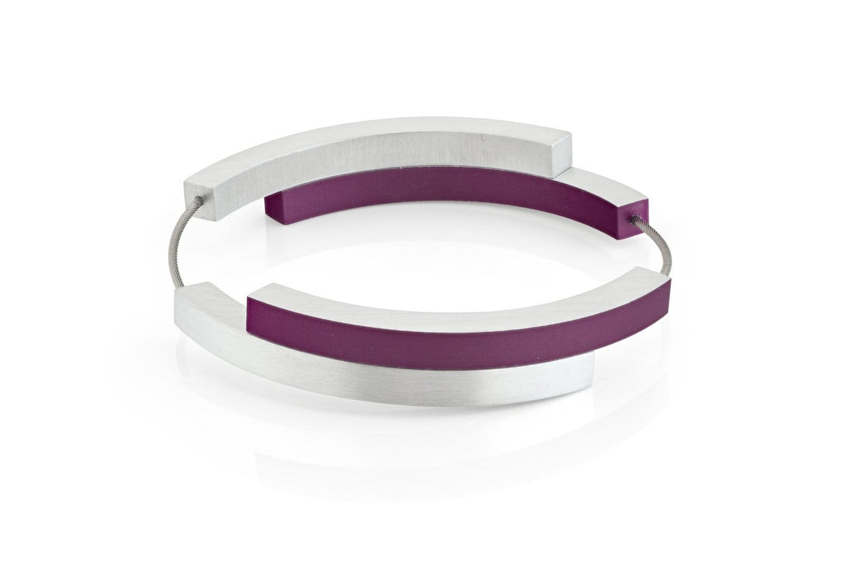 Armband aus Silber mit vier Bögen und lila Akzenten