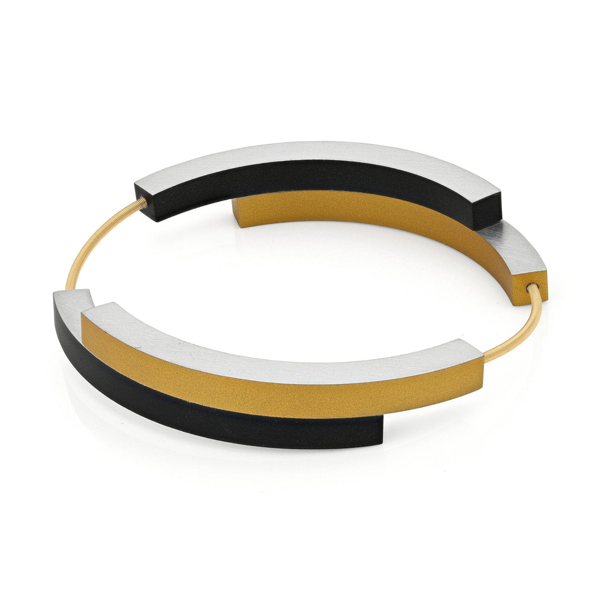 Armband mit vier Bögen in Schwarz und goldfarbener Optik