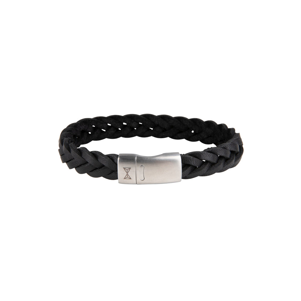 Herren-Lederarmband - Iron Big Wave Black