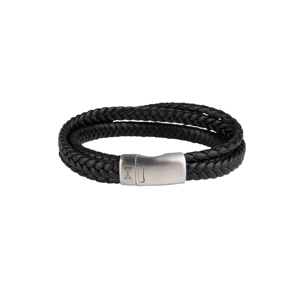 Herren-Lederarmband - Iron Three String Black