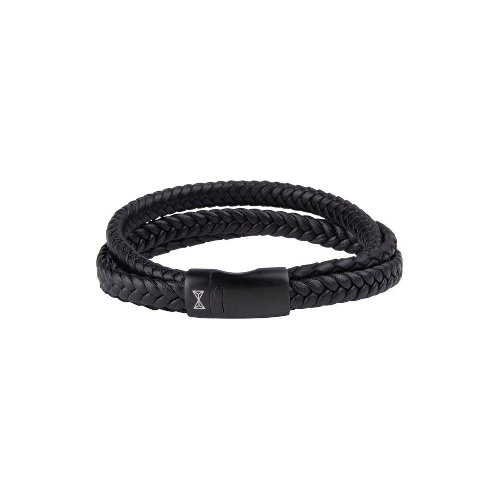 Herren-Lederarmband – Iron Three String Black-on-Black