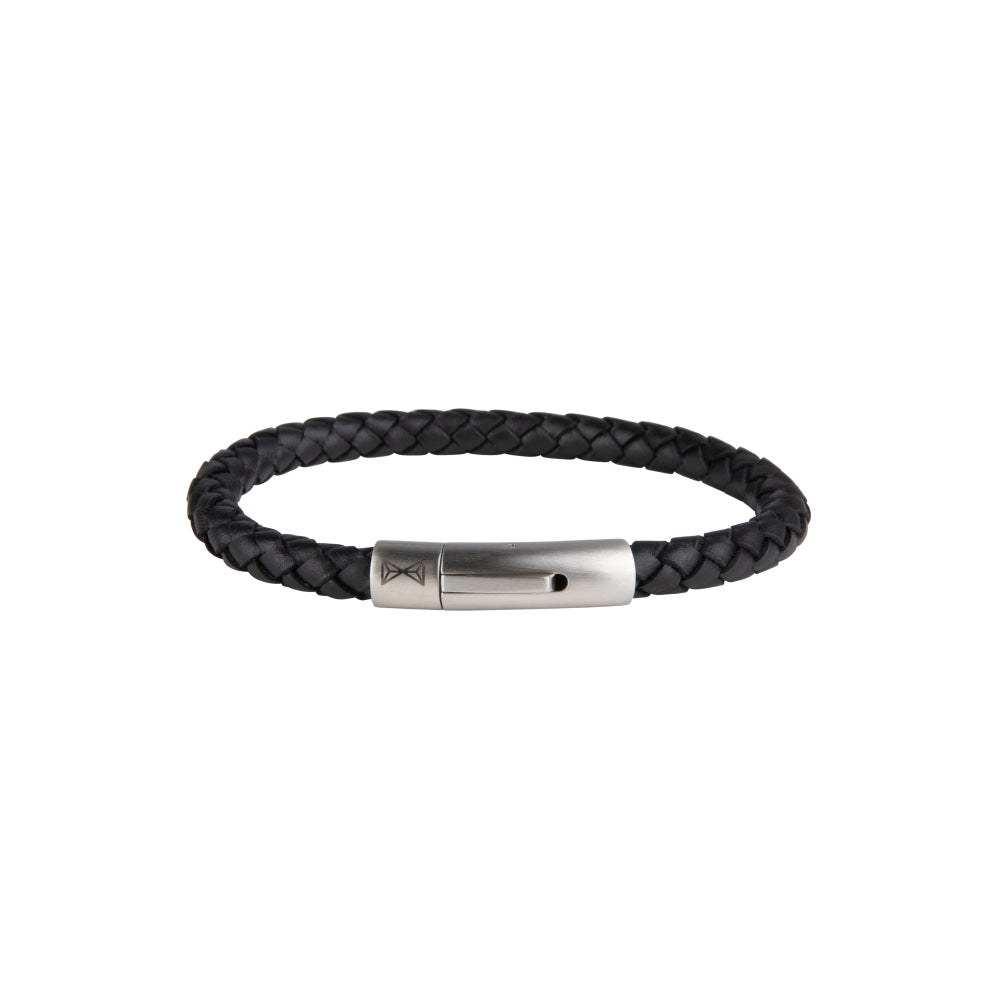 Herren-Lederarmband - Iron Single String Black