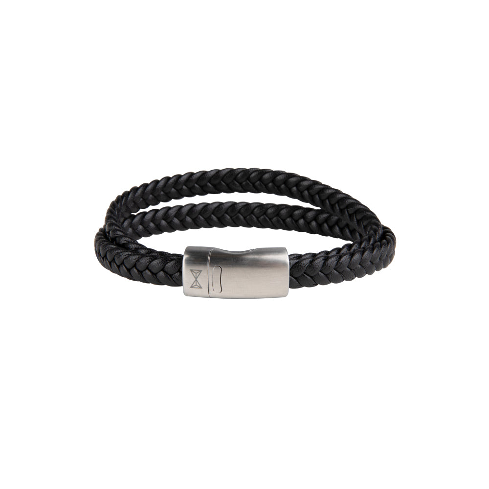 Lederarmband Herren - Double Flat String Black