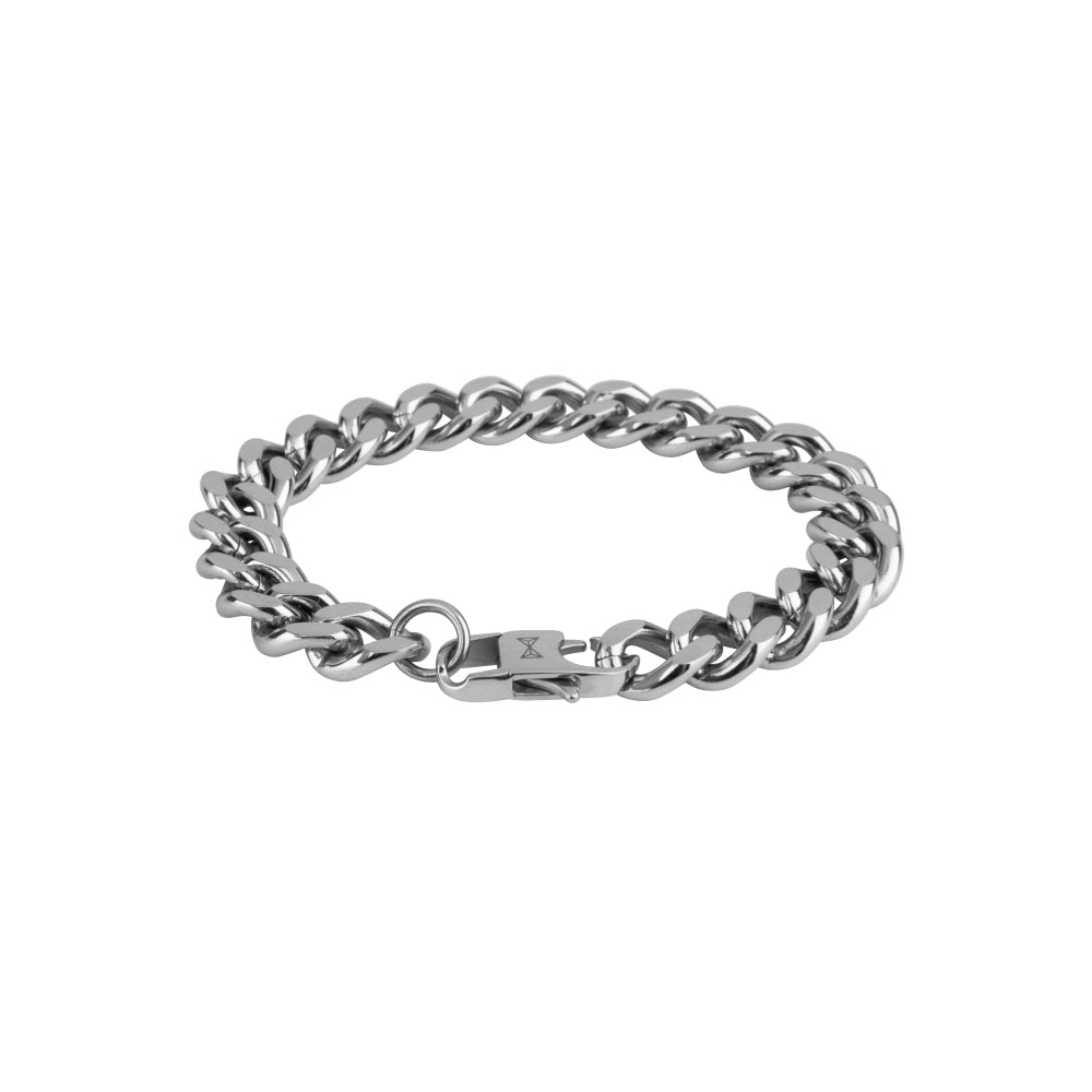 Gourmette-Armband aus Edelstahl mit flachen Gliedern und einem sicheren Verschluss