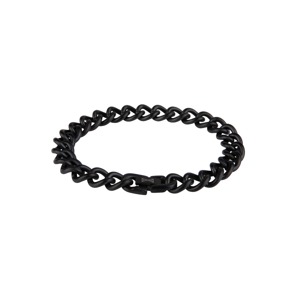 Schwarzes Gourmette-Armband aus satiniertem Material mit geflochtenem Design