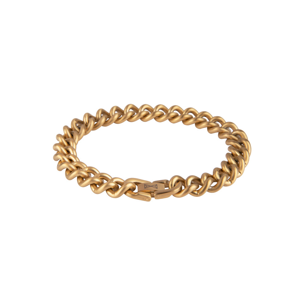 Goldene Gourmette mit satiniertem Finish und klassischem Gliederdesign