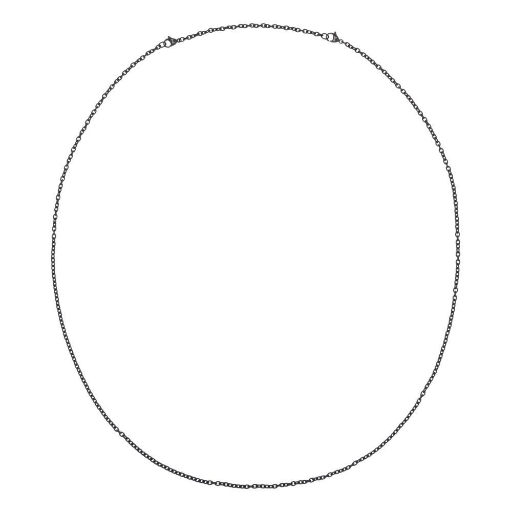 Kette aus schwarzem Metall mit feinen Gliedern und schlichten Enden