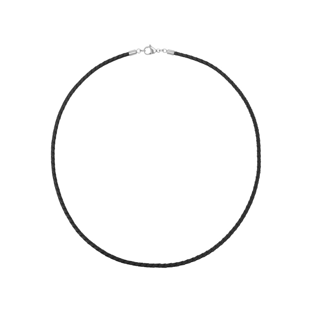 Schwarzes, geflochtenes Lederband mit einer Dicke von 3 mm und einer Länge von 50 cm