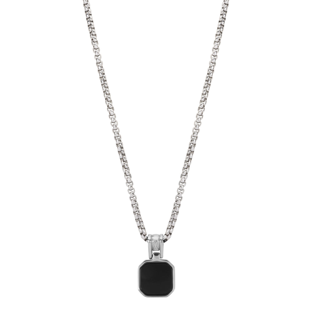 Silberkette Herren - Halskette Rolo Onyx Rocks