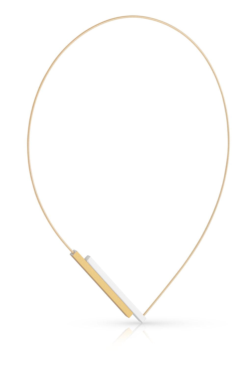 Collier mit goldfarbenem und silberfarbenem Stab, feines Drahtdesign