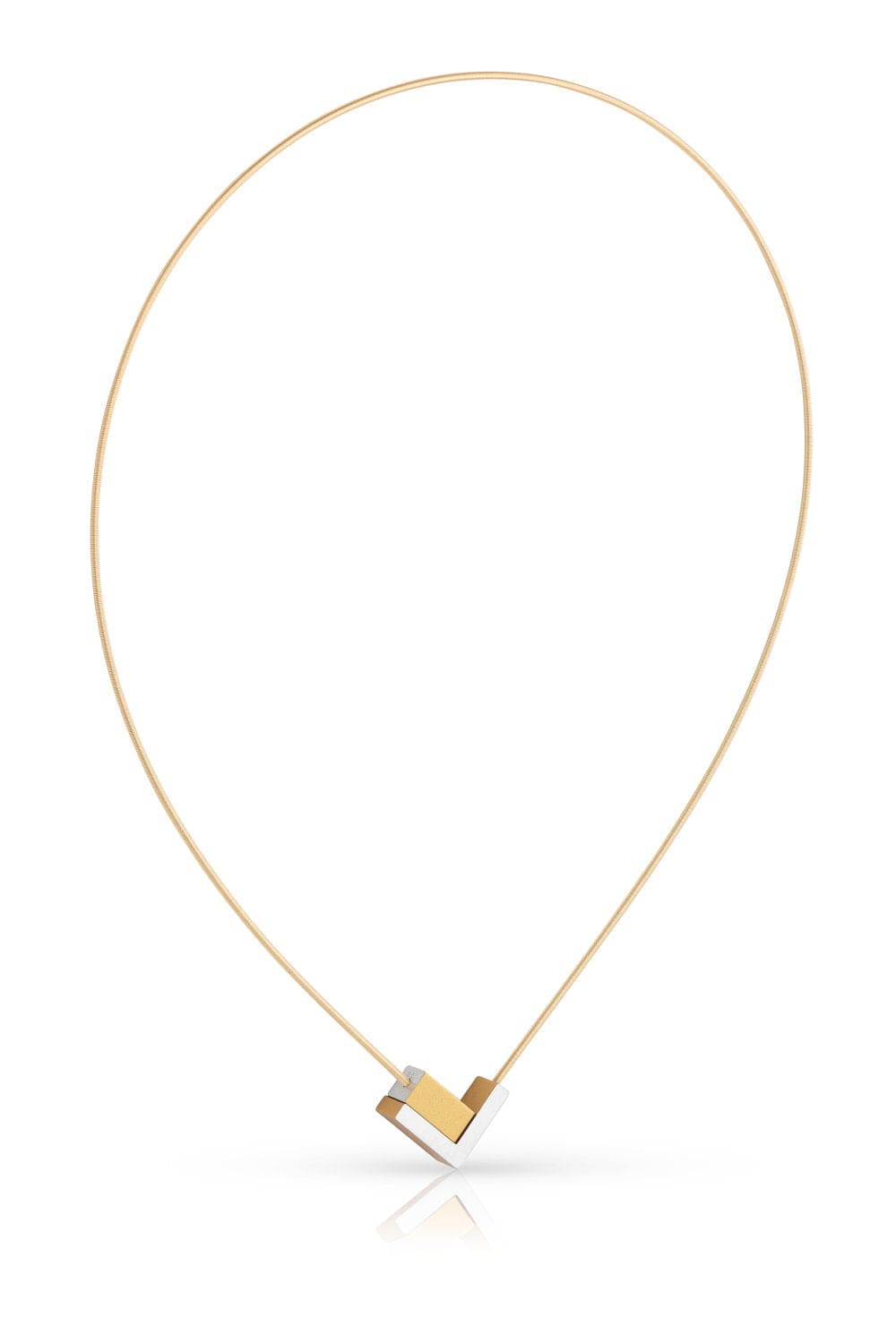 Collier mit goldfarbener Kette und V-förmigem Anhänger mit rechteckigem Detail
