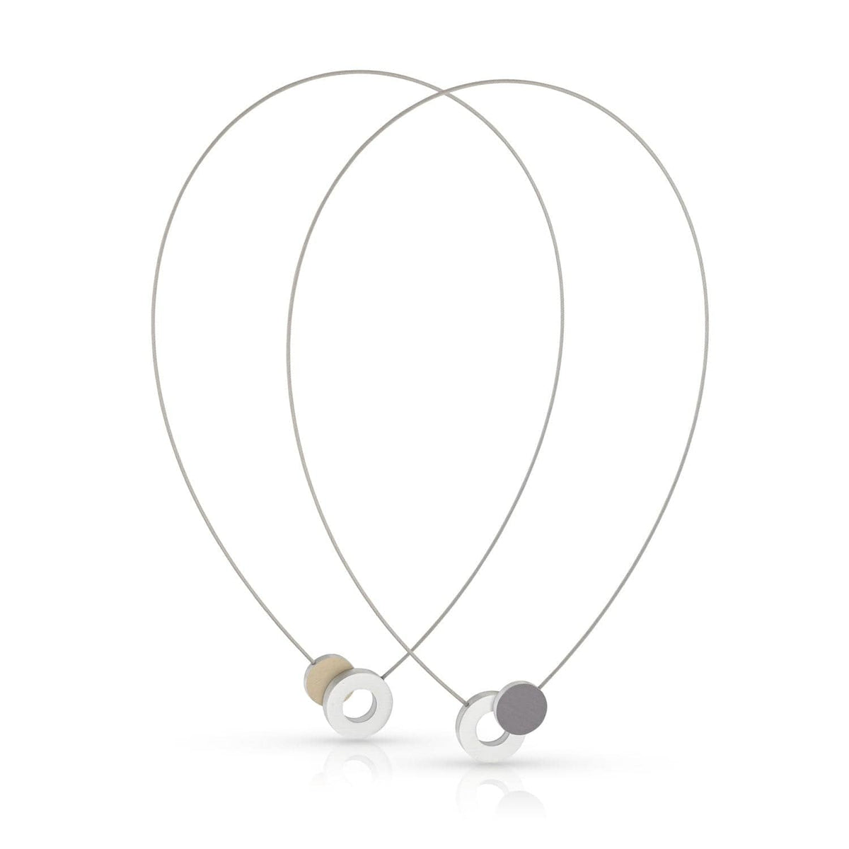 Collier mit buntem runden Anhänger und Ring, feiner Draht, verschiedene Farben
