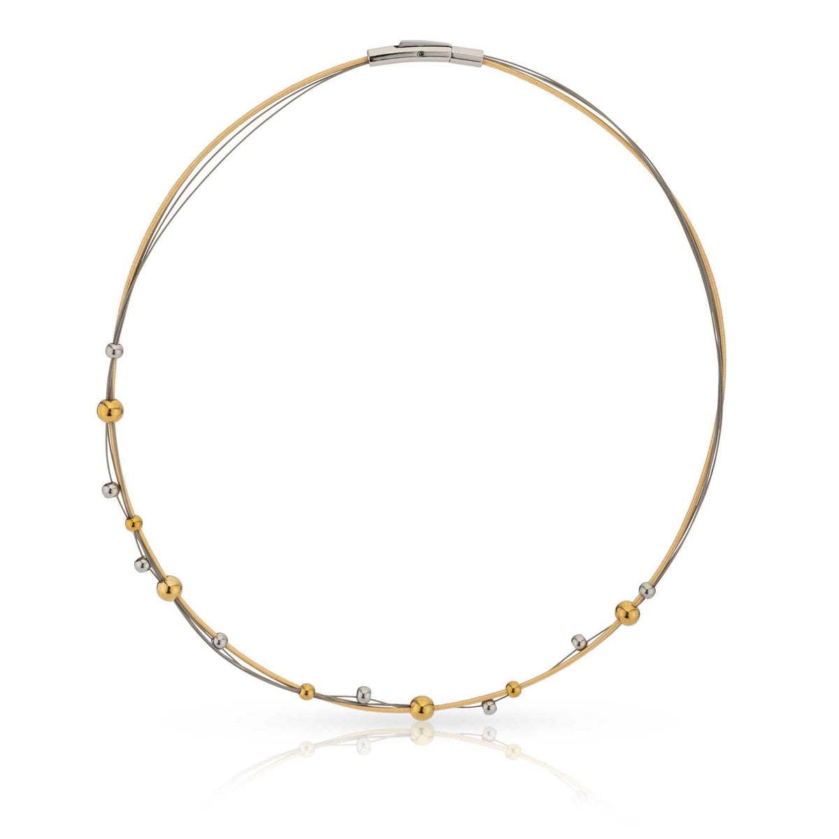 Collier mit spielerischen, bicolor Kugeln in Silber und Gold