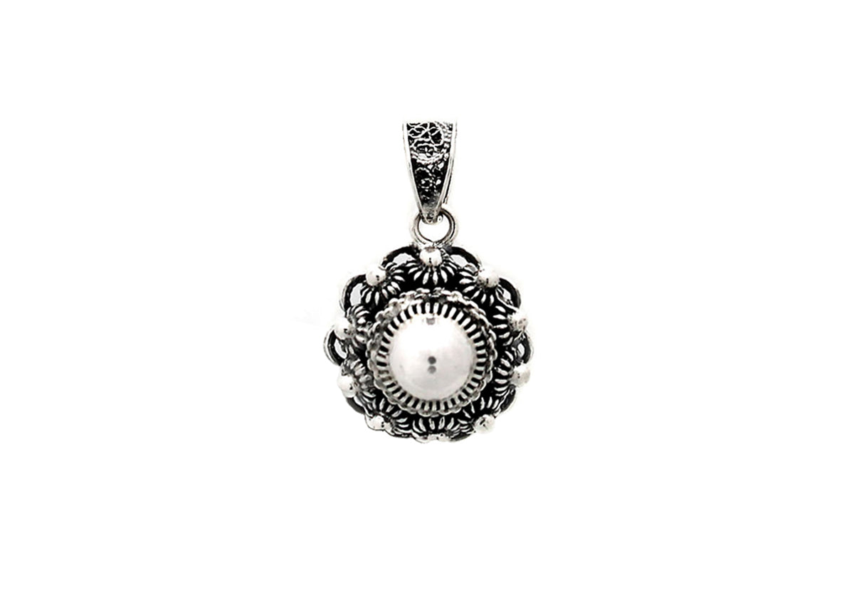 Zeeuwse Knoop Anhänger aus Silber mit runder, glänzender Oberfläche und filigranem Design