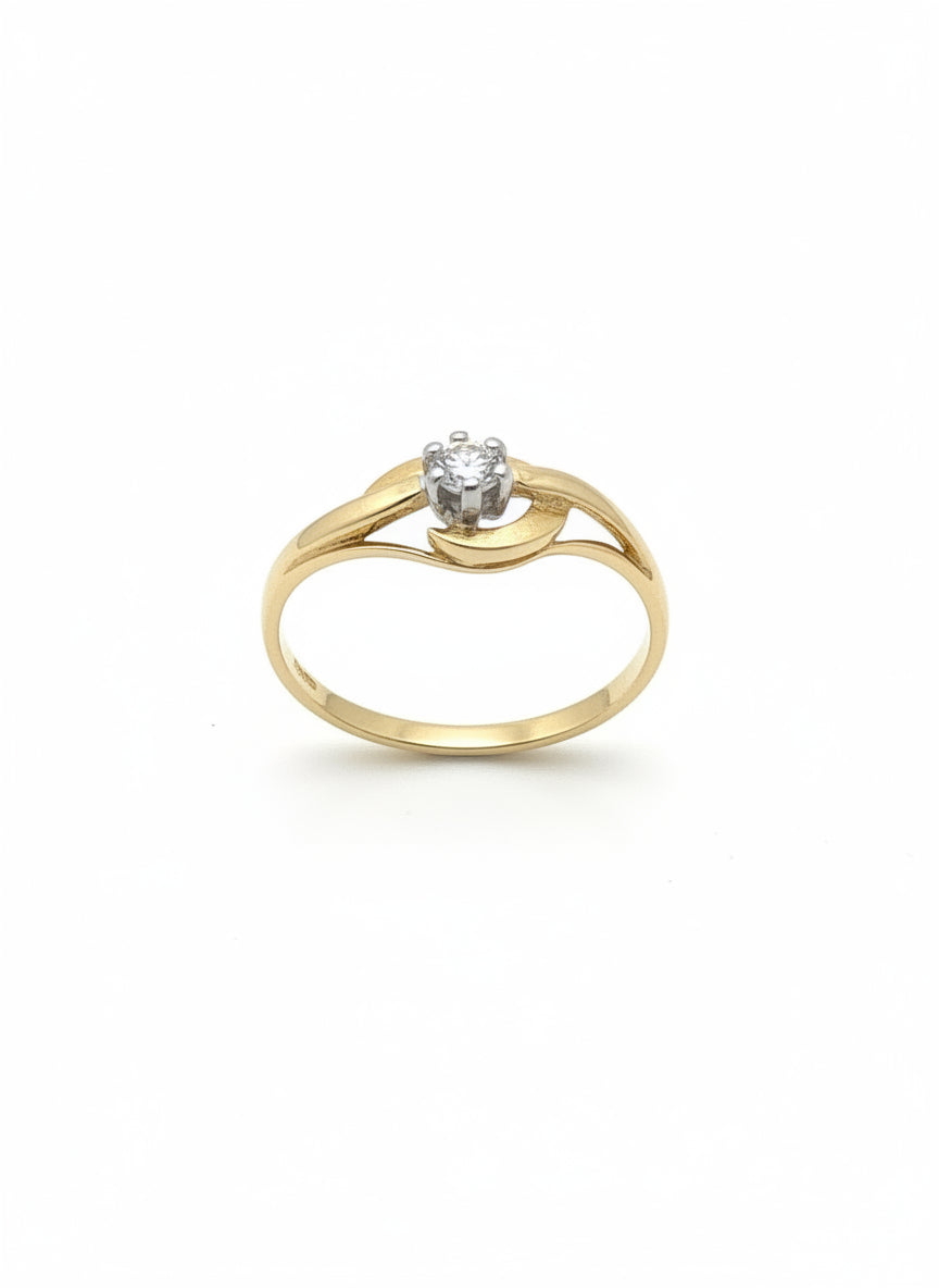 Vintage Ring aus 14k mattem Gold mit Zirkonia und filigranem Design