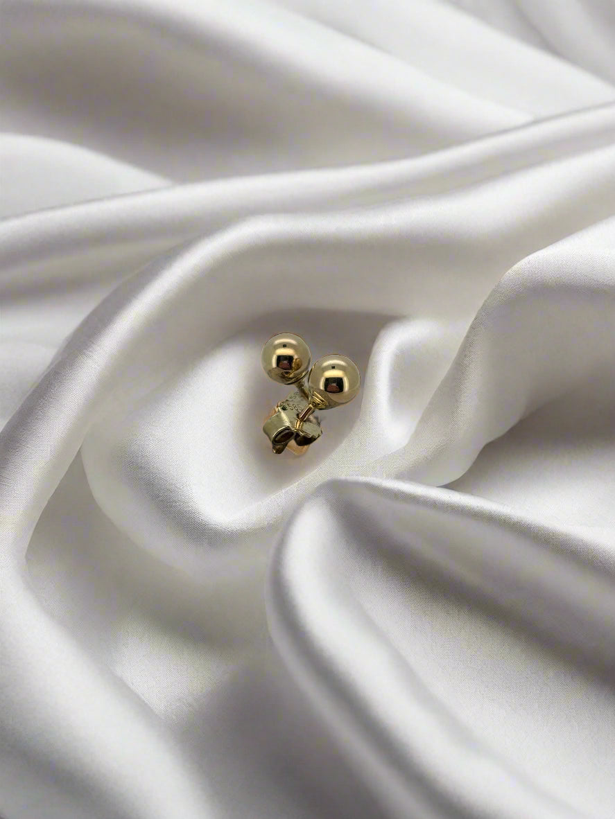 Vintage Ohrstecker aus 14K Gold mit zwei runden Kugeln
