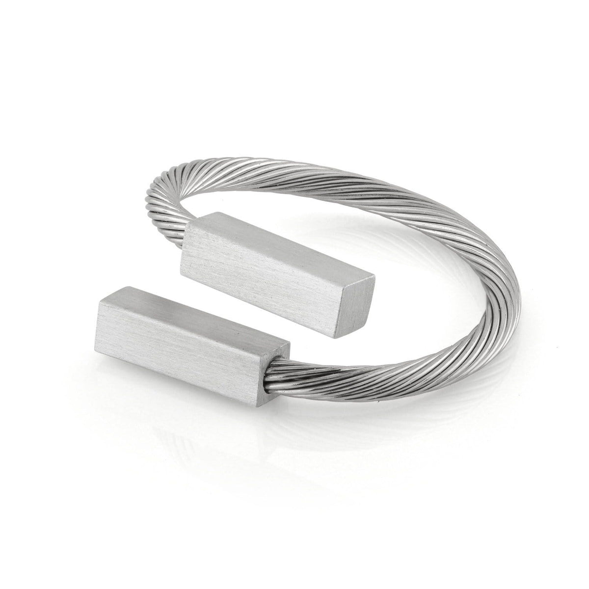 Ring mit matten Stäbchen aus Silber, geschwungenes Design mit Drahtstruktur