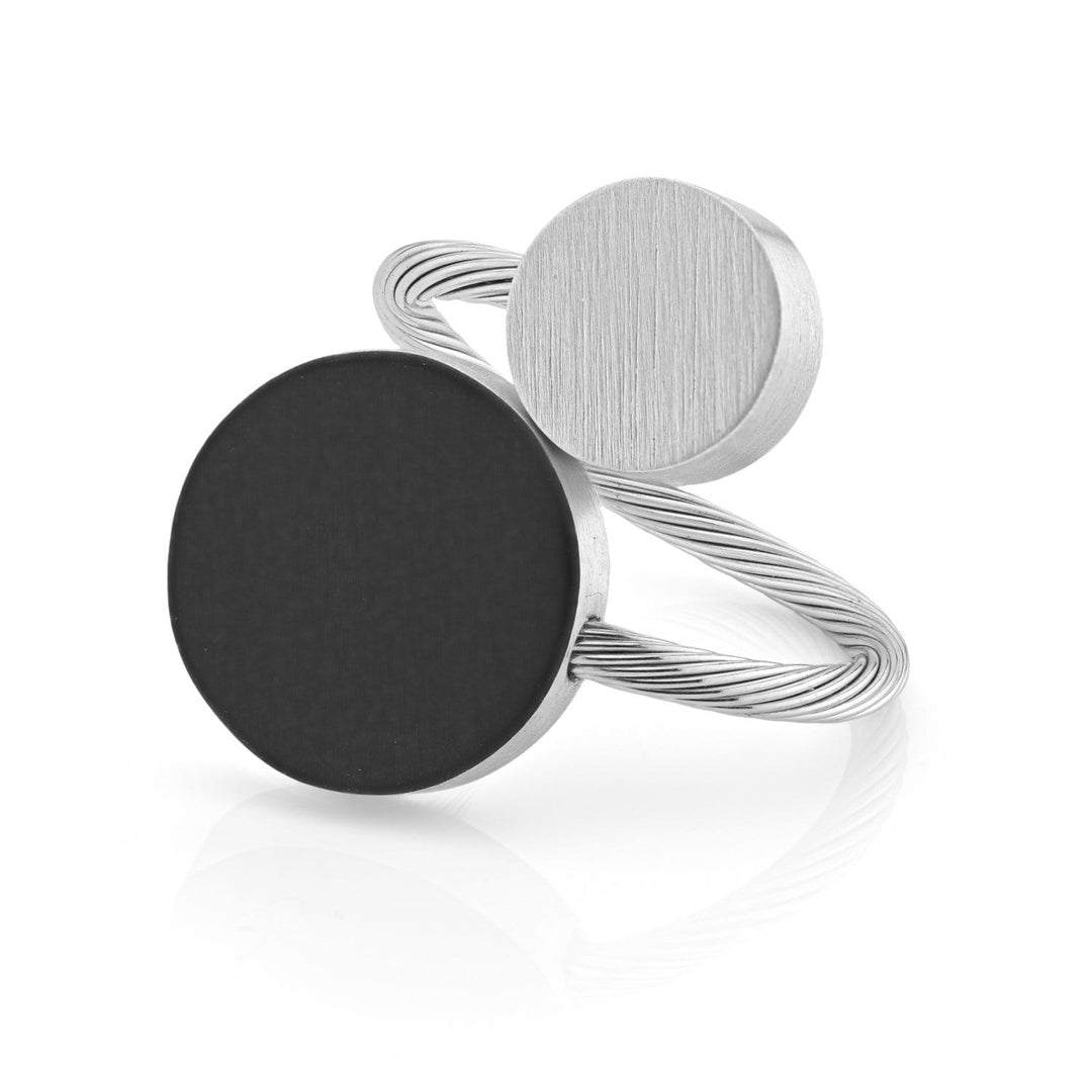 Ring Zwei runde Formen Schwarz R5Z