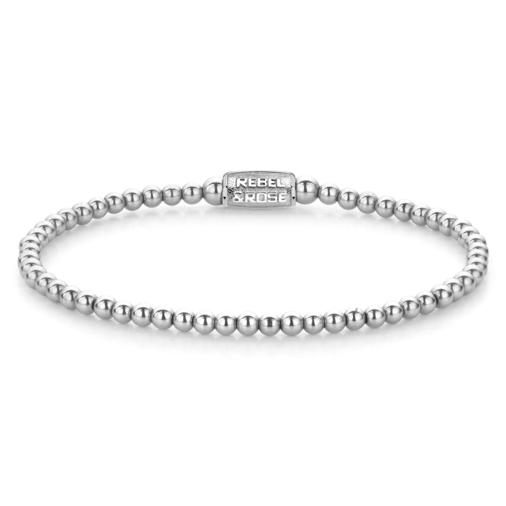 Silbernes 3mm Perlenarmband für Damen mit glatten, runden Perlen und einem schlichten Verschluss