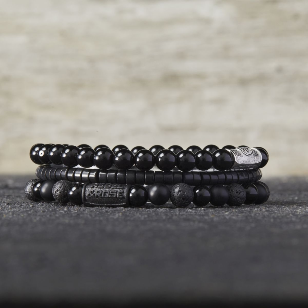 Slices - The Black Stone - 4mm - Herren Armband