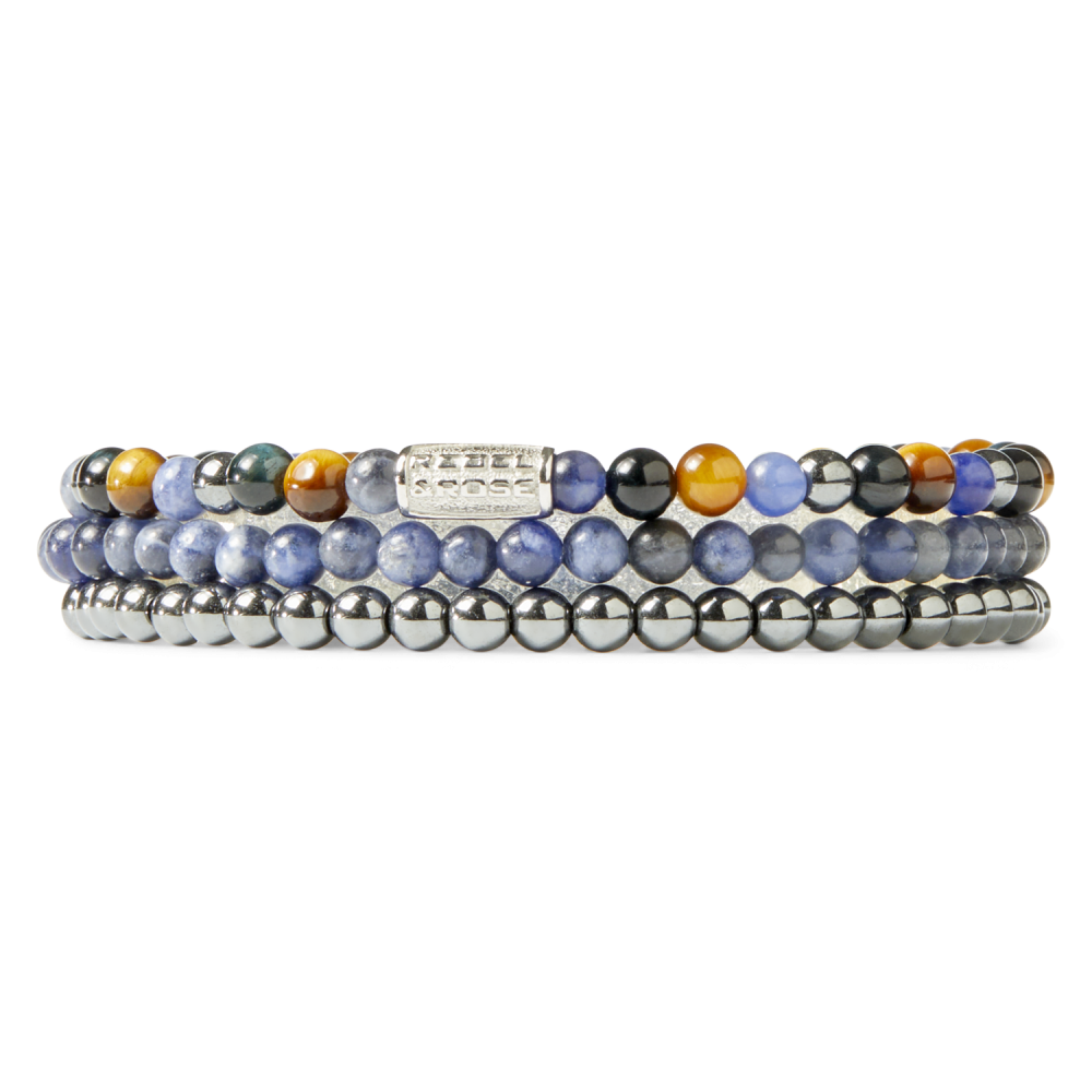 Grau Silber Glanz - 4mm - Herren Perlenarmband