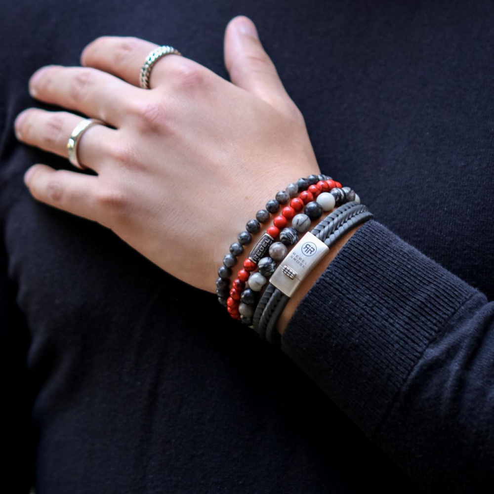 Grey Seduction Vintage - 6mm - Herren Perlenarmband