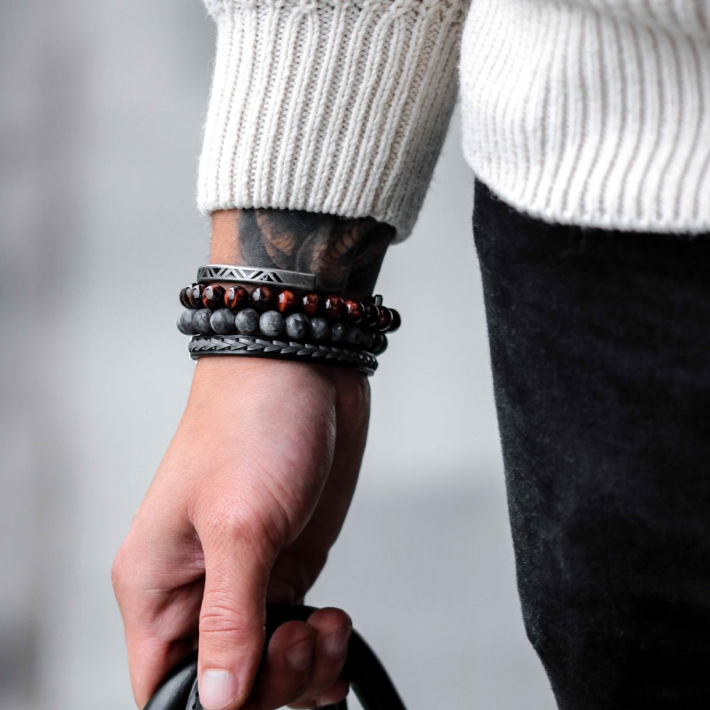Matt Grey Seduction - 8mm - Perlen Armband Herren