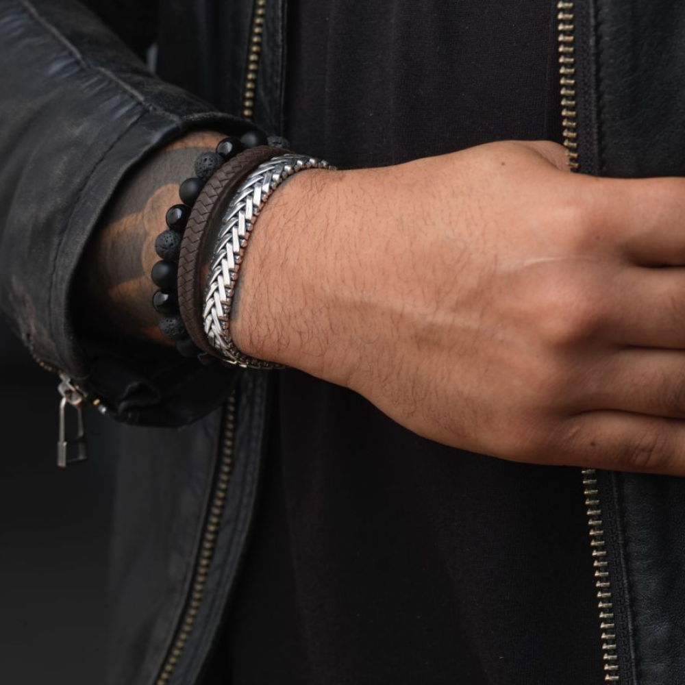 Black Rocks - All-Black - 8mm - Herren Perlenarmband